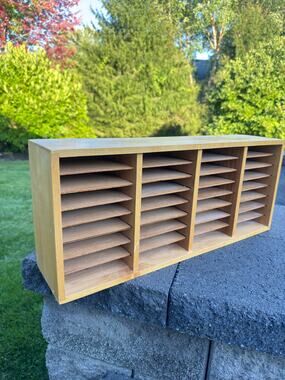 VTG Napa Valley Wooden 36 Cassette CD Tape Storage Holder Shelf Rack 23x9x5.25”